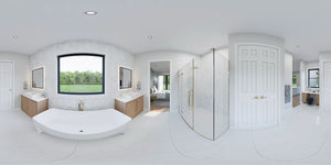 AJ8217-A Modern Farmhouse, 4 Bedrooms, 3.5 Bathrooms | VD1034 House Plan Bathroom Panorama