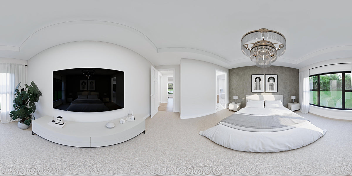 AJ8093-A Modern Farmhouse, 3 Bedrooms, 2.5 Bathrooms | VD1069 House Plan Bedroom Panorama