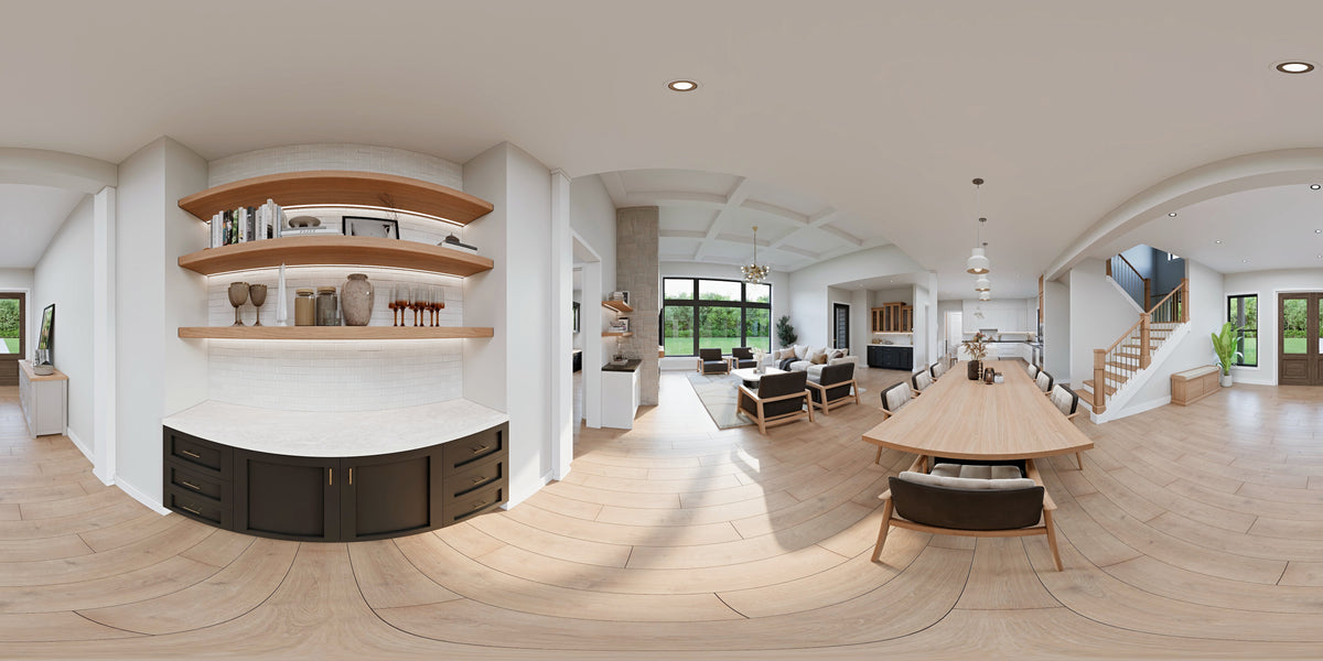 AJ8217-A Modern Farmhouse, 4 Bedrooms, 3.5 Bathrooms | VD1034 House Plan Dining Panorama