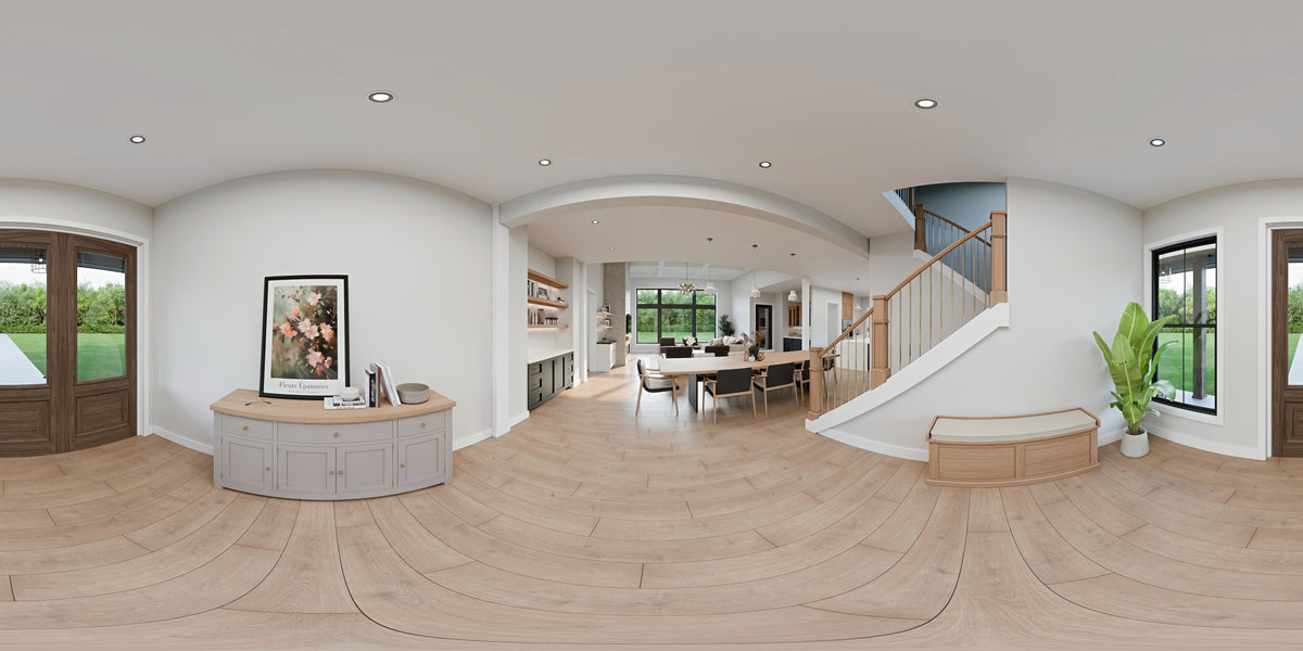AJ8217-A Modern Farmhouse, 4 Bedrooms, 3.5 Bathrooms | VD1034 House Plan Entry Panorama