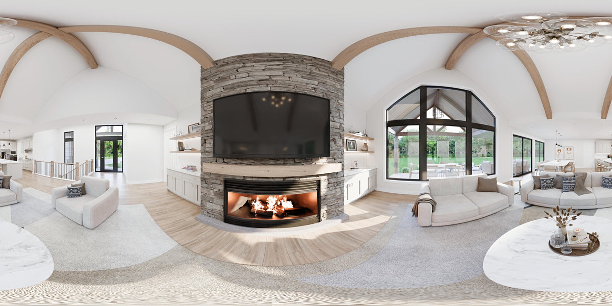 AJ8093-A Modern Farmhouse, 3 Bedrooms, 2.5 Bathrooms | VD1069 House Plan Great Room Panorama