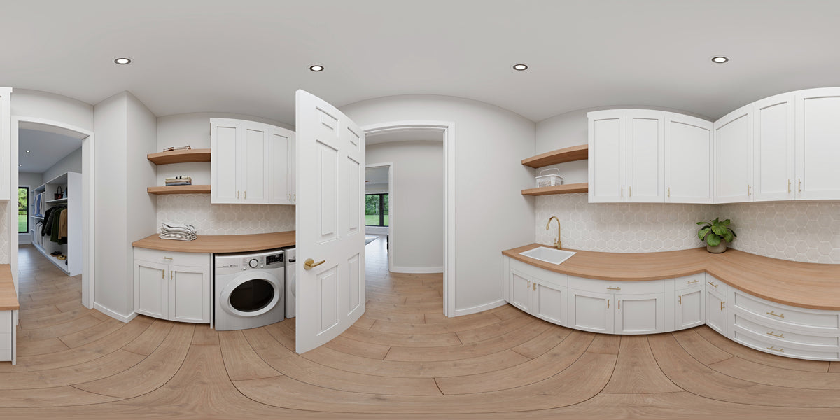 AJ8217-A Modern Farmhouse, 4 Bedrooms, 3.5 Bathrooms | VD1034 House Plan Laundry Panorama