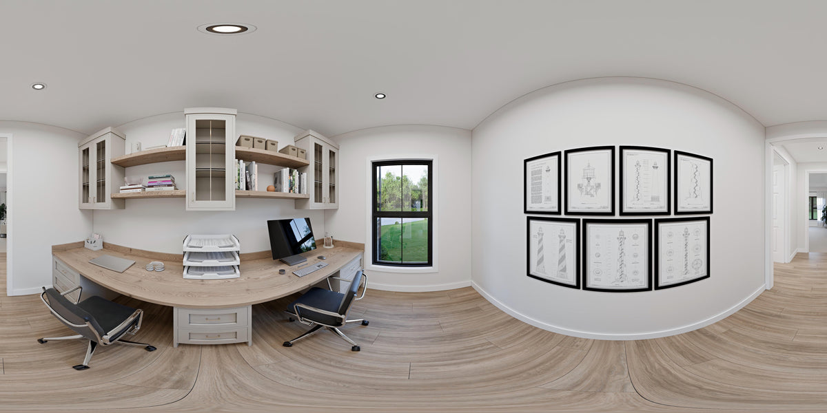 AJ8093-A Modern Farmhouse, 3 Bedrooms, 2.5 Bathrooms | VD1069 House Plan Office Panorama