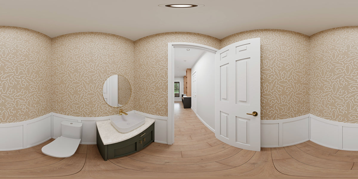 AJ8217-A Modern Farmhouse, 4 Bedrooms, 3.5 Bathrooms | VD1034 House Plan Powder Room Panorama