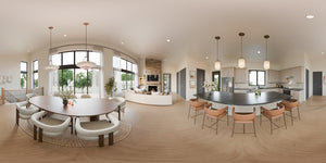 AJ8094-A Contemporary House, 3 Bedrooms, 2.5 Bathrooms | VD 1070 House Plan Dining Area Panorama