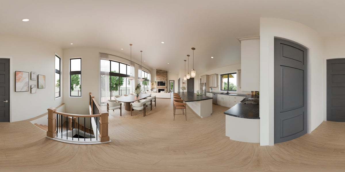 AJ8094-A Contemporary House, 3 Bedrooms, 2.5 Bathrooms | VD 1070 House Plan Entry Panorama
