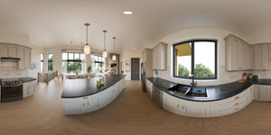 AJ8094-A Contemporary House, 3 Bedrooms, 2.5 Bathrooms | VD 1070 House Plan Kitchen Panorama
