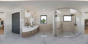 AJ8094-A Contemporary House, 3 Bedrooms, 2.5 Bathrooms | VD 1070 House Plan Bathroom Panorama