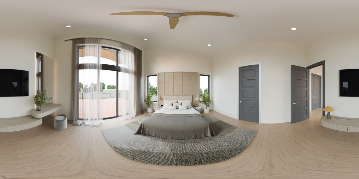 AJ8094-A Contemporary House, 3 Bedrooms, 2.5 Bathrooms | VD 1070 House Plan Bedroom Panorama