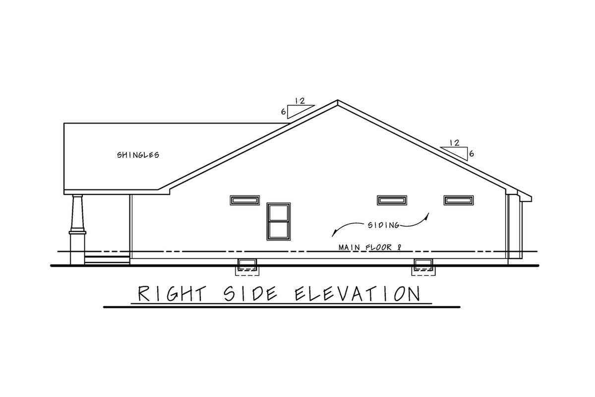 AB7754-A Craftsman House Right Elevation, 2 Bedrooms, 2 Bathrooms | Karsyn Springs