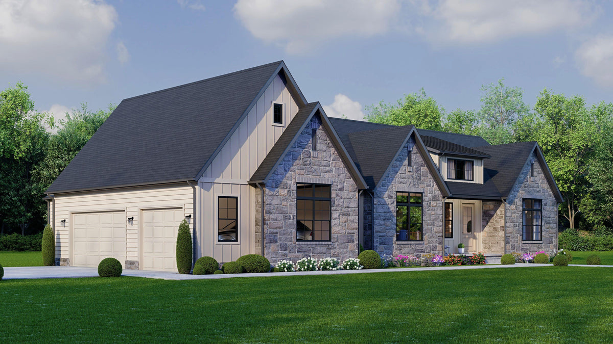 AJ7641-A Modern Transitional House, 3 Bedrooms, 2 Bathrooms | Plan VD1065 Exterior-3