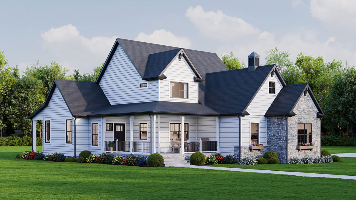 AJ7856-A Craftsman House, 3 to 4 Bedrooms, 2.5 Bathrooms | Plan VD1067 Exterior-3