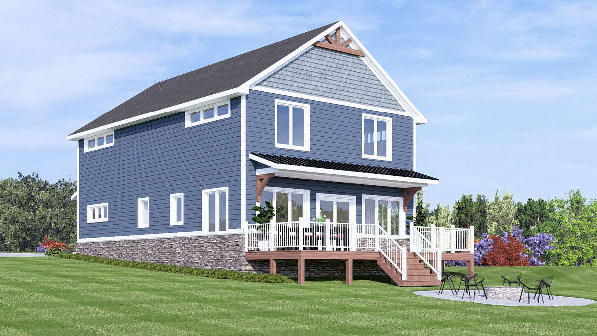 Q8447-A New American House, 5 Bedrooms, 3.5 Bathrooms | 25191 House Plan Exterior-3