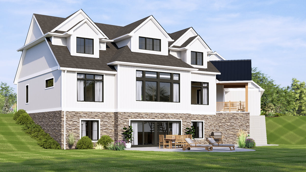 Q8419-A Country House, 3 to 5 Bedrooms, 3.5 to 4.5 Bathrooms | 2056 House Plan Exterior-4