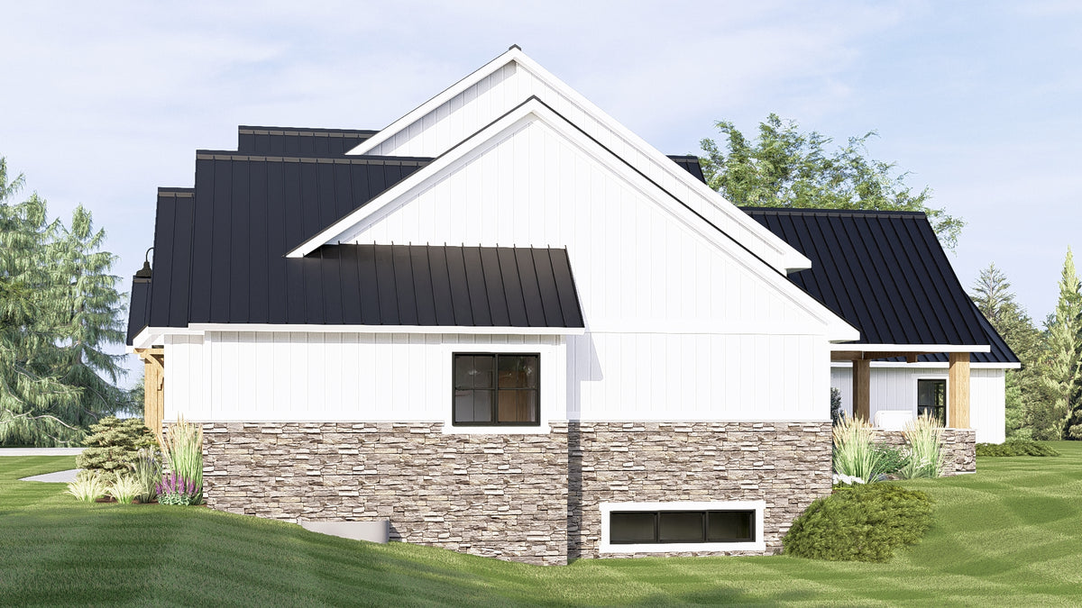 Q8412-A Modern Farmhouse, 3 Bedrooms, 2 Bathrooms, 2 Half Bath | 2071 House Plan Exterior-4