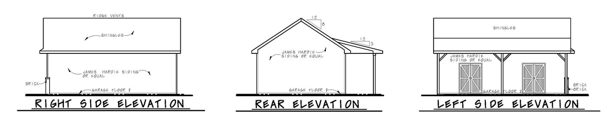 Detached 2-Car Garage Plan with Covered Patio and Bathroom