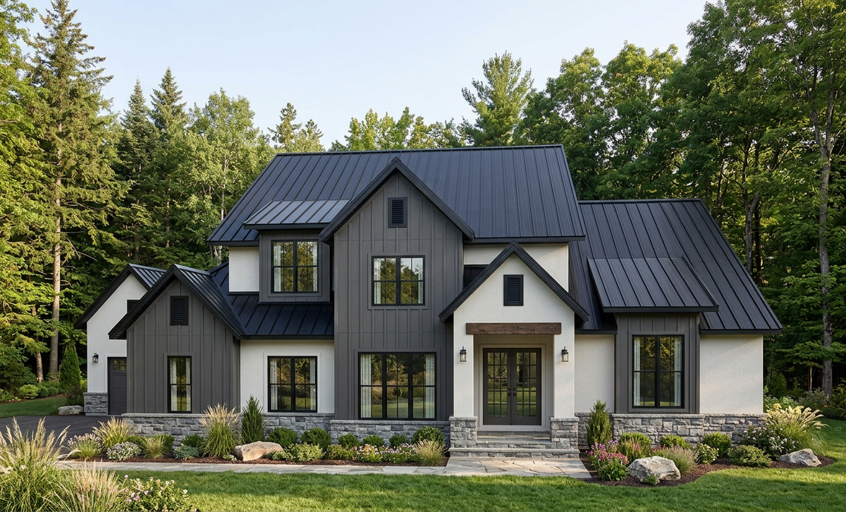 U8063-A Modern Farmhouse, 4 Bedrooms, 3.5 Bathrooms | Plan 40726 Exterior