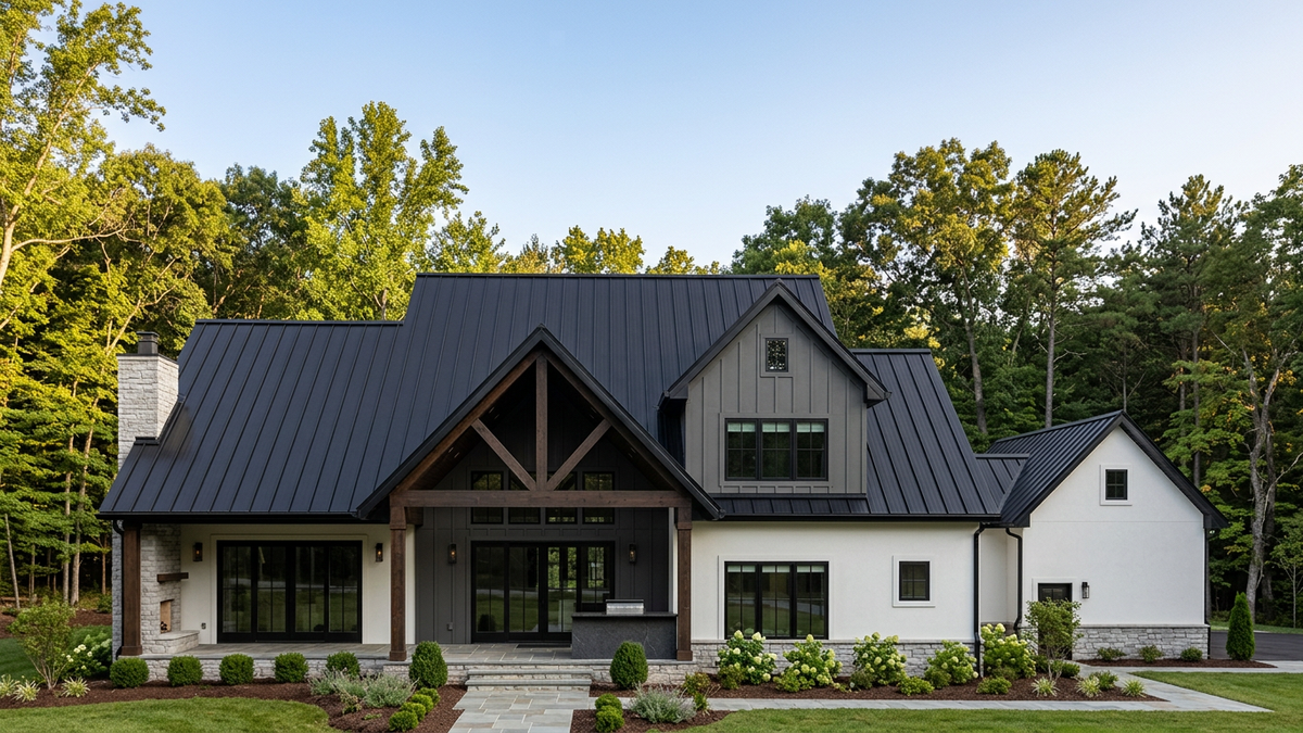 U8063-A Modern Farmhouse, 4 Bedrooms, 3.5 Bathrooms | Plan 40726 Exterior-3