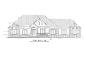 AB8074-A French Country House, 3 to 4 Bedrooms, 3.5 Bathrooms | Haskell House Plan Front Elevation