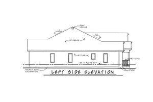 AB8074-A French Country House, 3 to 4 Bedrooms, 3.5 Bathrooms | Haskell House Plan Left Elevation