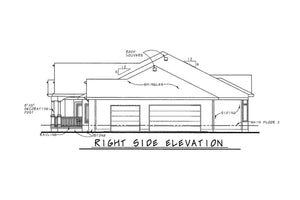 AB8074-A French Country House, 3 to 4 Bedrooms, 3.5 Bathrooms | Haskell House Plan Right Elevation