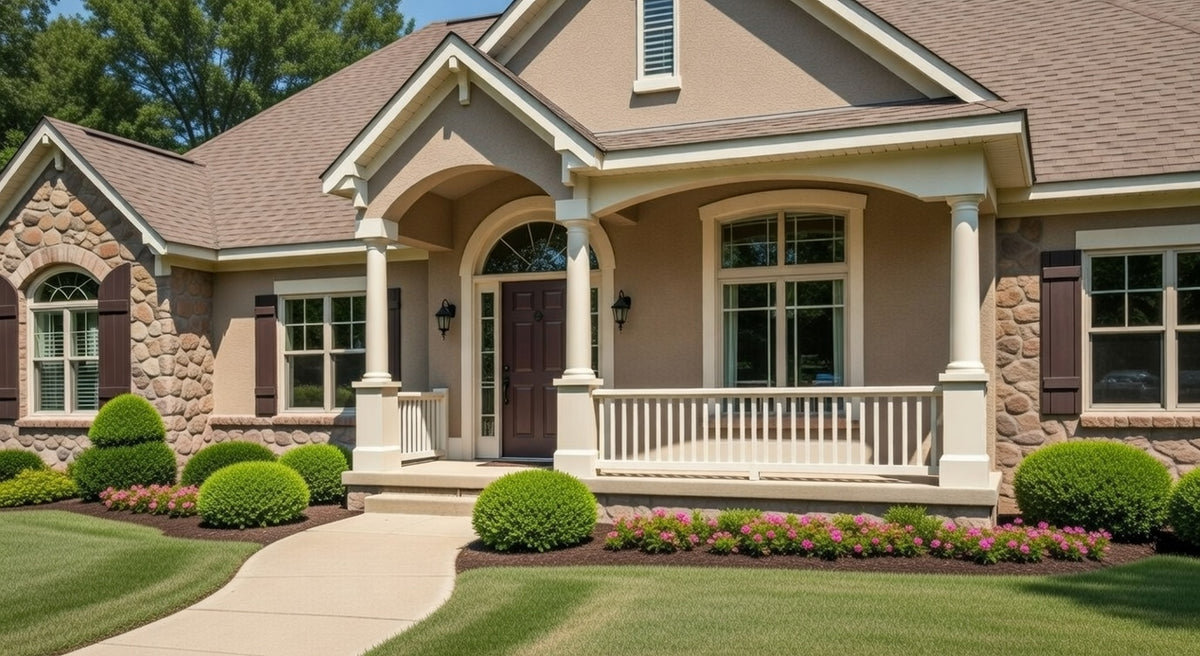 AB8074-A French Country House Front Porch, 3 to 4 Bedrooms, 3.5 Bathrooms | Haskell House Plan
