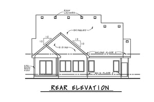 AB8089-A Craftsman House, 3 Bedrooms, 2.5 Bathrooms | Winslet House Plan Rear Elevation