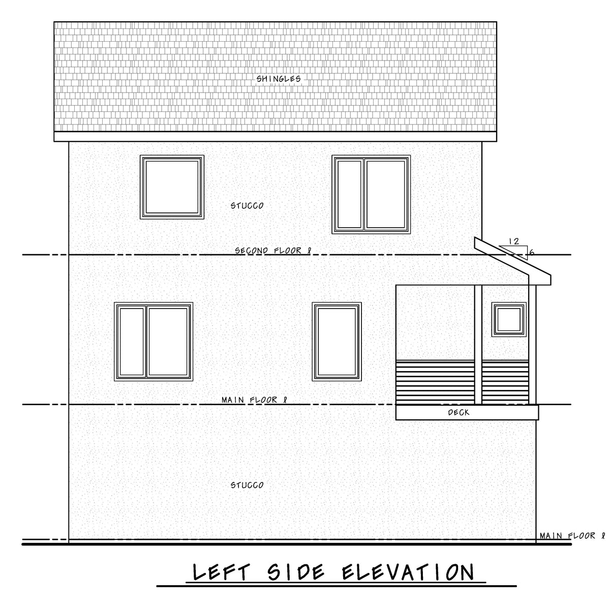 AB7614-A Contemporary House Left Elevation, 3 Bedrooms, 3.5 Bathrooms | Julian 42547