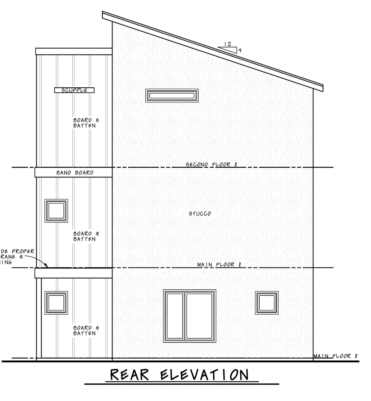 AB7614-A Contemporary House Rear Elevation, 3 Bedrooms, 3.5 Bathrooms | Julian 42547
