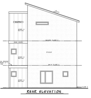 AB7614-A Contemporary House Rear Elevation, 3 Bedrooms, 3.5 Bathrooms | Julian 42547
