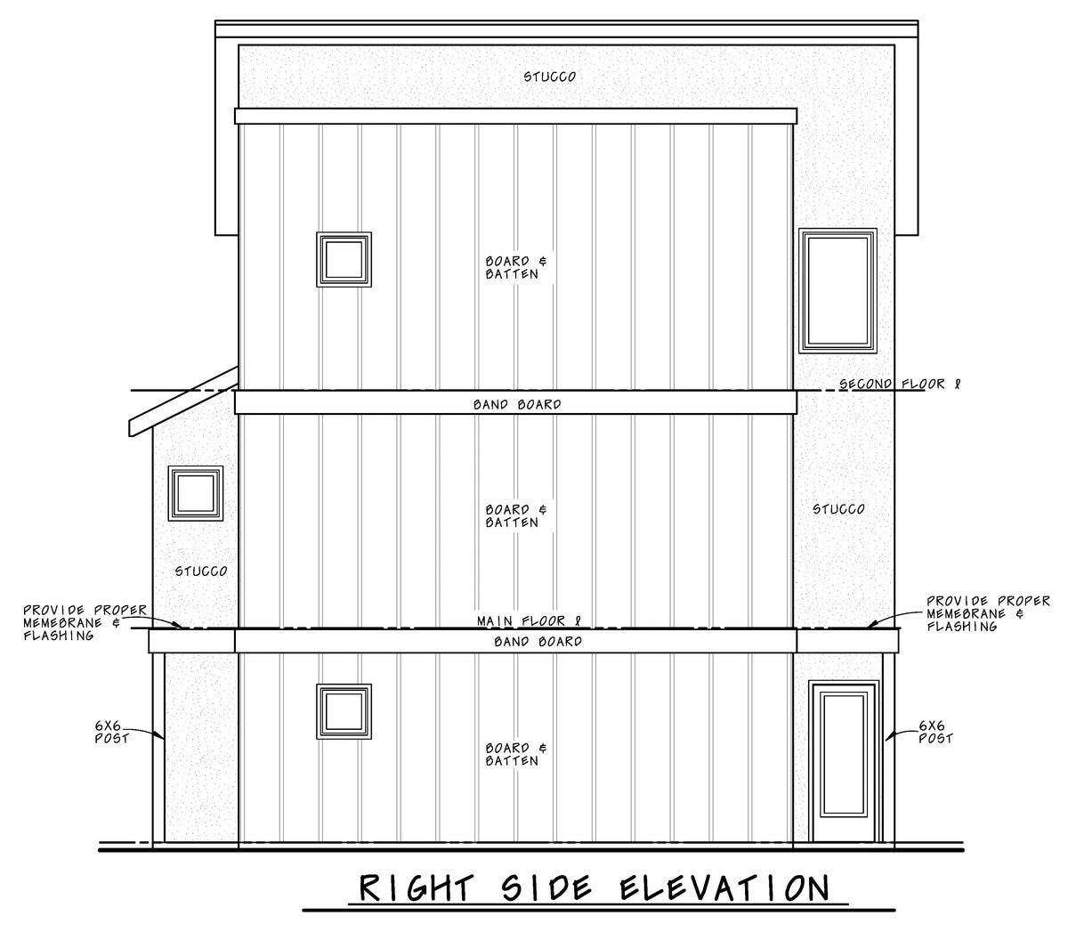 AB7614-A Contemporary House Right Elevation, 3 Bedrooms, 3.5 Bathrooms | Julian 42547