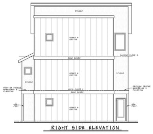 AB7614-A Contemporary House Right Elevation, 3 Bedrooms, 3.5 Bathrooms | Julian 42547