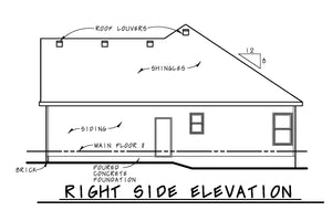 AB8302-A Modern Farmhouse, 3 Bedrooms, 2 Bathrooms | Tollefson House Plan Right Elevation