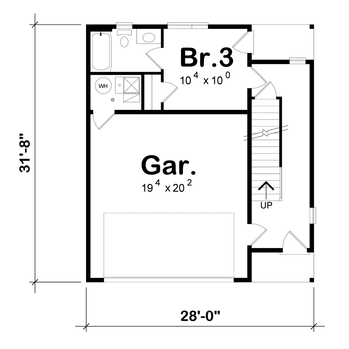 AB7614-A Contemporary House First Floor Plan, 3 Bedrooms, 3.5 Bathrooms | Julian 42547