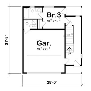AB7614-A Contemporary House First Floor Plan, 3 Bedrooms, 3.5 Bathrooms | Julian 42547