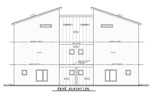 AB7616-A Contemporary Duplex House Rear Elevation, 3 Bedrooms, 3.5 Bathrooms | Julian  Twin 42548