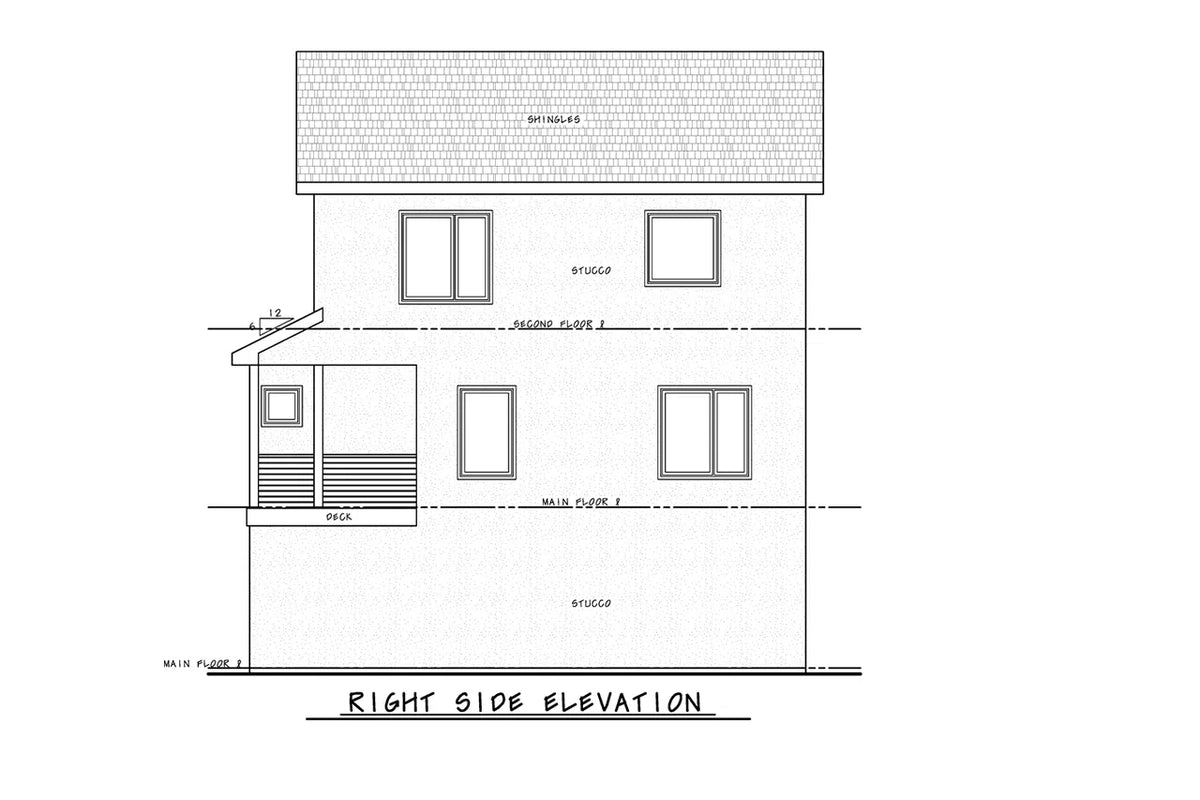 AB7616-A Contemporary Duplex House Right Elevation, 3 Bedrooms, 3.5 Bathrooms | Julian Twin 42548
