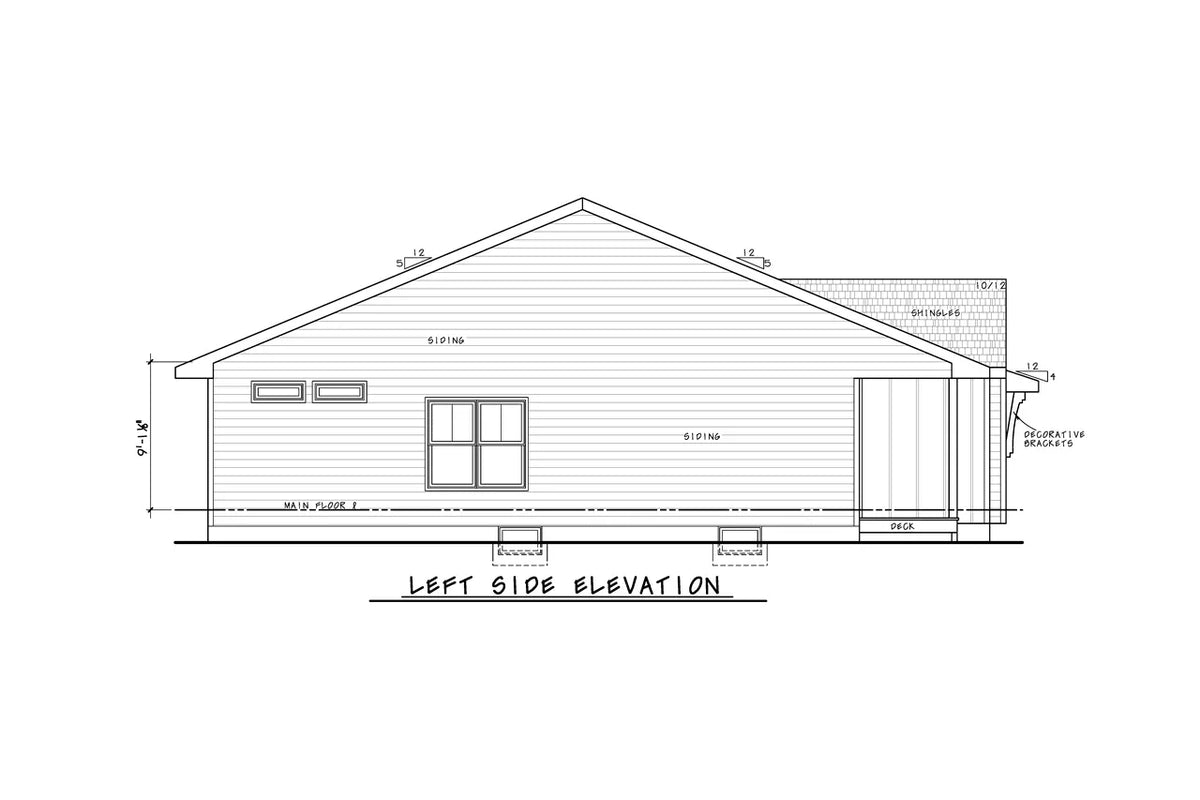 AB7618-A Modern Farmhouse Left Elevation, 4 Bedrooms, 4 Bathrooms | Woodlane 42550