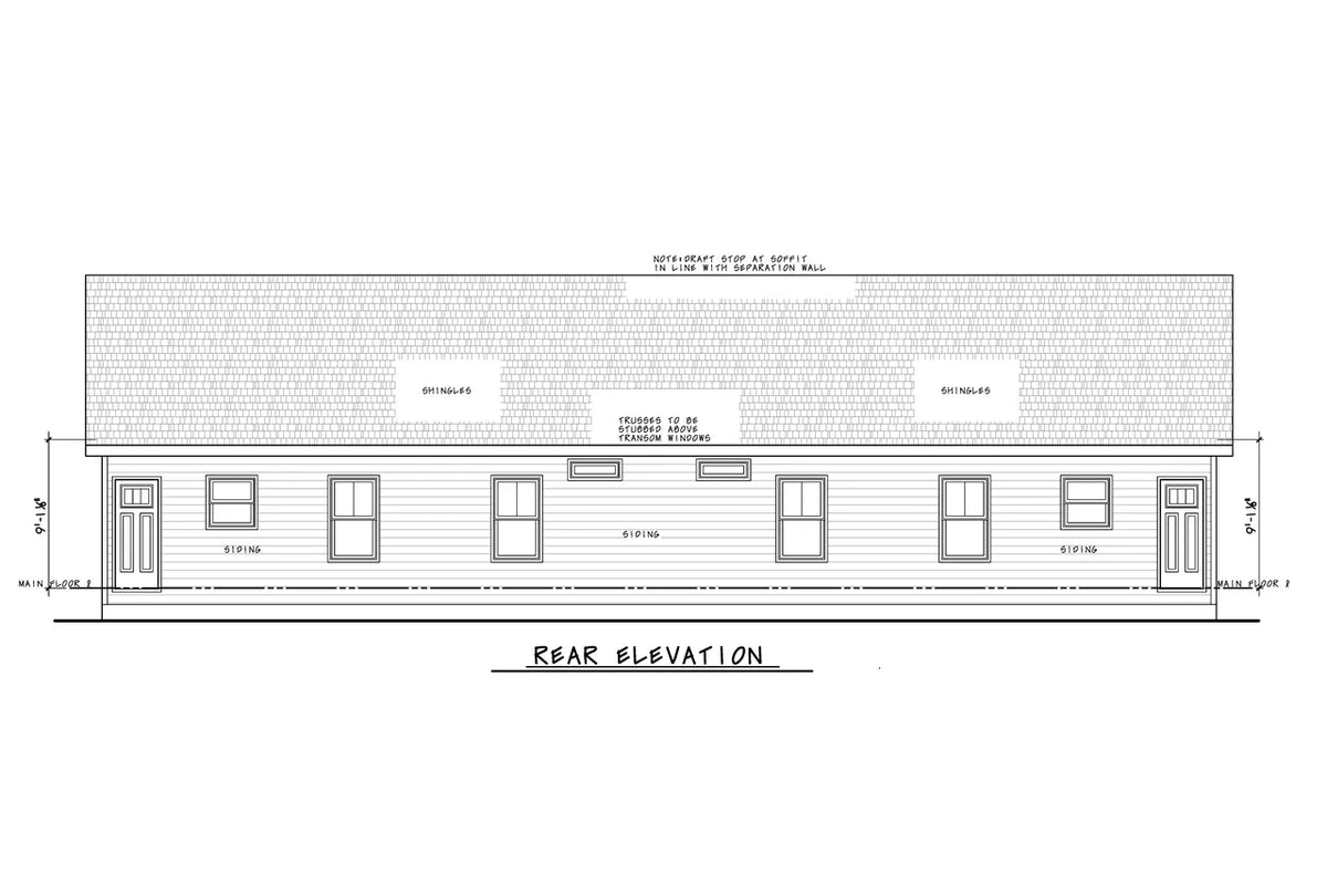 AB7618-A Modern Farmhouse Rear Elevation, 4 Bedrooms, 4 Bathrooms | Woodlane 42550