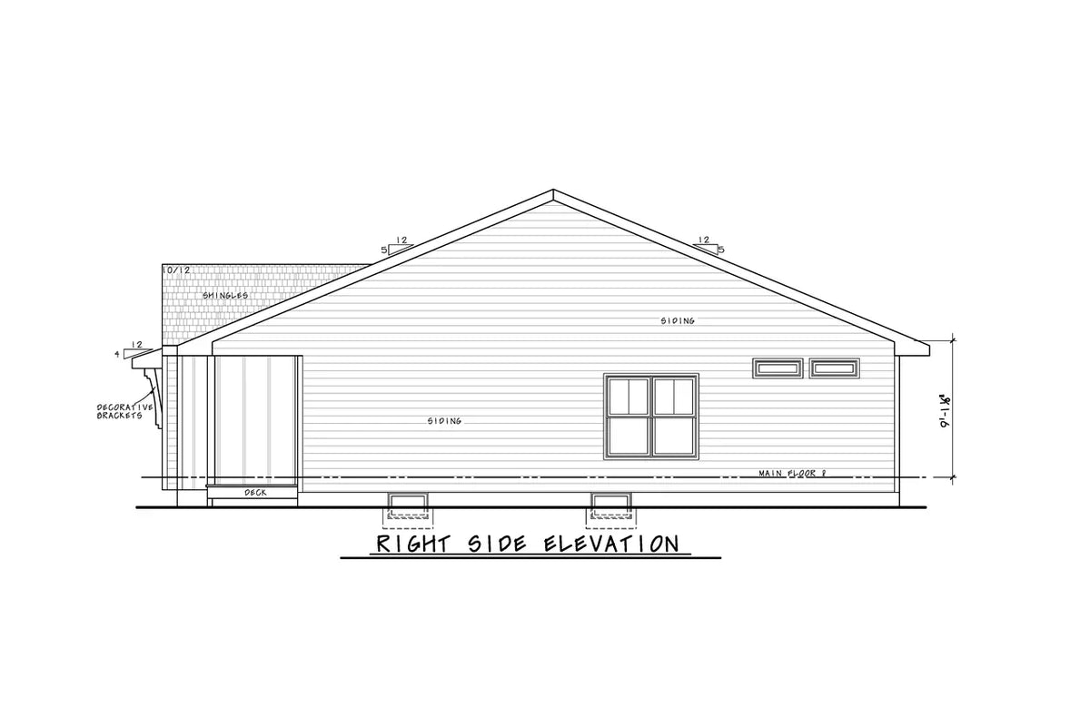 AB7618-A Modern Farmhouse Right Elevation, 4 Bedrooms, 4 Bathrooms | Woodlane 42550