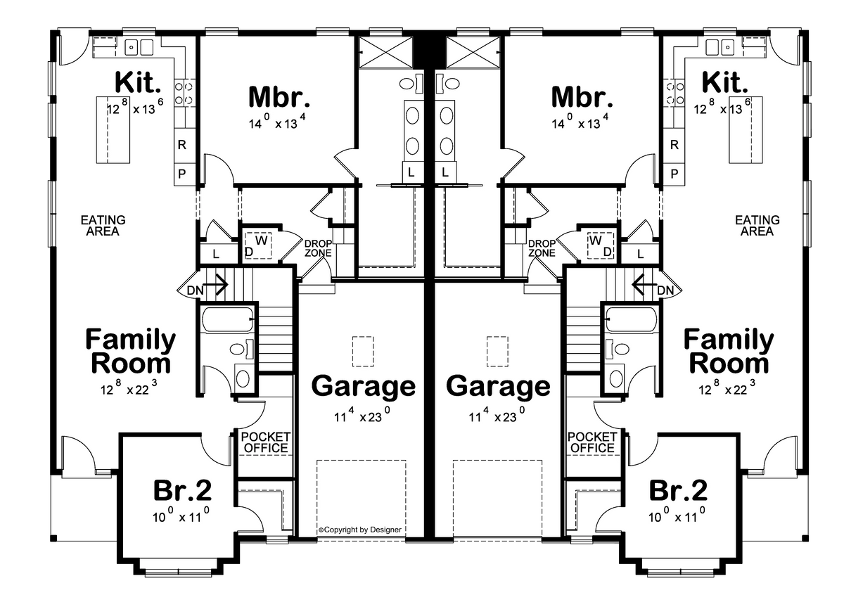 AB7618-A Modern Farmhouse First Floor Plan, 4 Bedrooms, 4 Bathrooms | Woodlane 42550