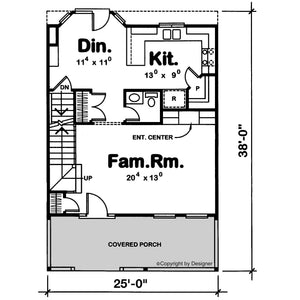 AB8296-A Modern Farmhouse First Floor Plan, 3 Bedrooms, 2.5 Bathrooms | Copeland House Plan 