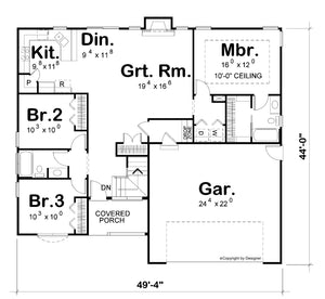 AB8302-A Modern Farmhouse Floor Plan, 3 Bedrooms, 2 Bathrooms | Tollefson House Plan 