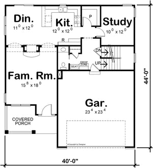 AB7326-A Braiden House First Floor Plan 4 Beds 4 Baths