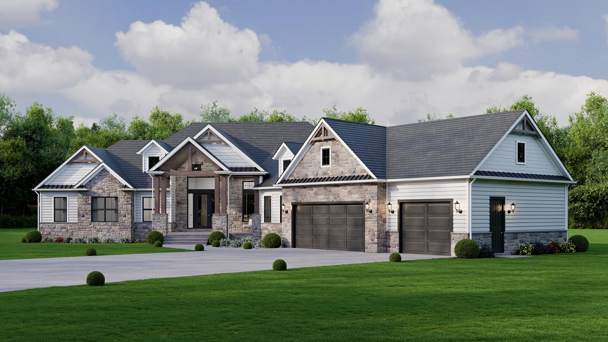 AJ8093-A Modern Farmhouse, 3 Bedrooms, 2.5 Bathrooms | VD1069 House Plan Exterior-4