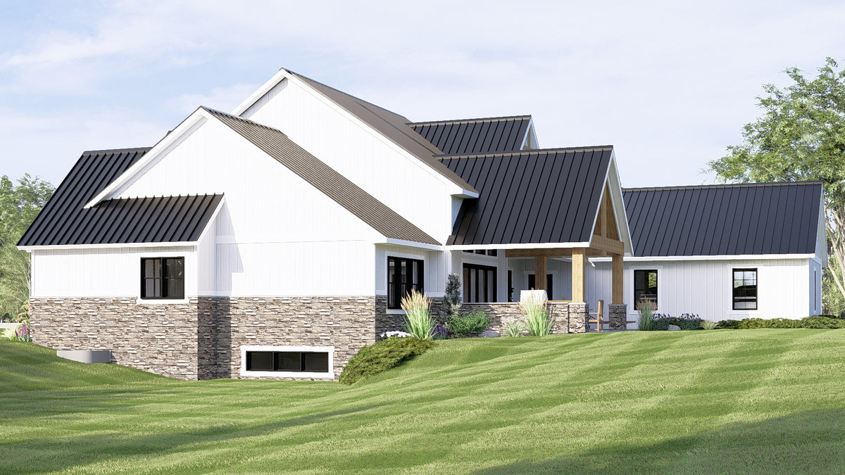Q8412-A Modern Farmhouse, 3 Bedrooms, 2 Bathrooms, 2 Half Bath | 2071 House Plan Exterior-5