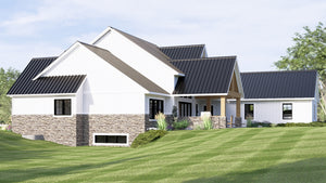 Q8412-A Modern Farmhouse, 3 Bedrooms, 2 Bathrooms, 2 Half Bath | 2071 House Plan Exterior-5