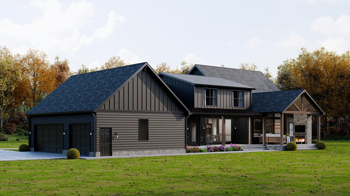 AJ7722-A Modern Farmhouse, 4 Bedrooms, 4 Bathrooms | Plan 1062 Exterior-4