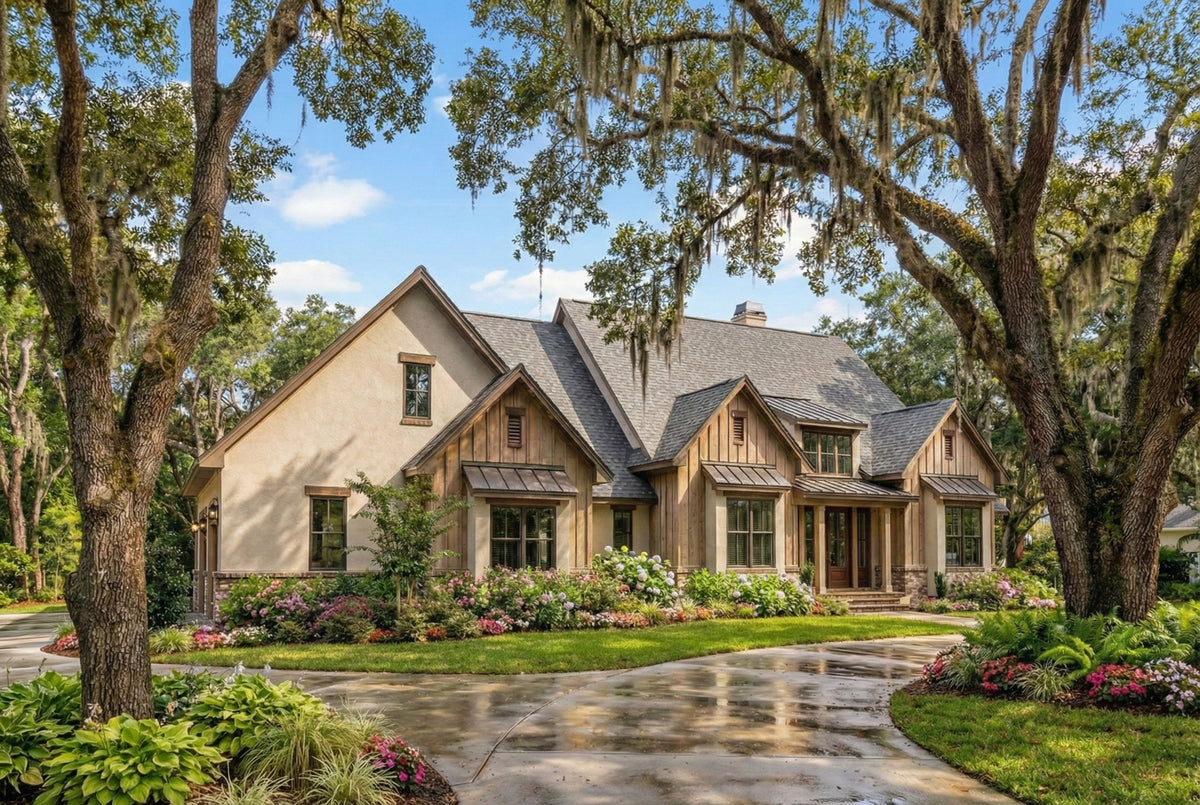 B7778-A Modern Farmhouse, 4 Bedrooms, 3.5 Bathrooms | Silverbrook House Plan Exterior-7