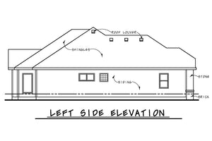 AB8341-A French Country House, 2 Bedrooms, 2 Bathrooms | Allison House Plan Left Elevation